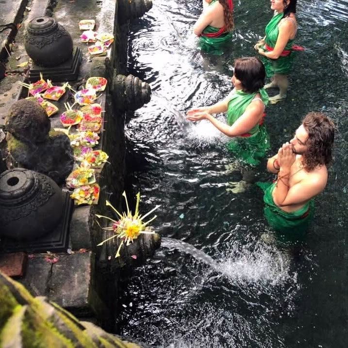 Water blessing ceremony at a temple in Bali